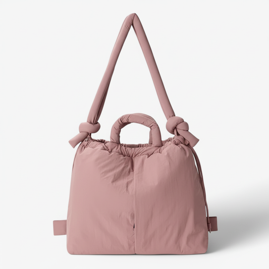 Dusty pink rose quilted puffer bag
